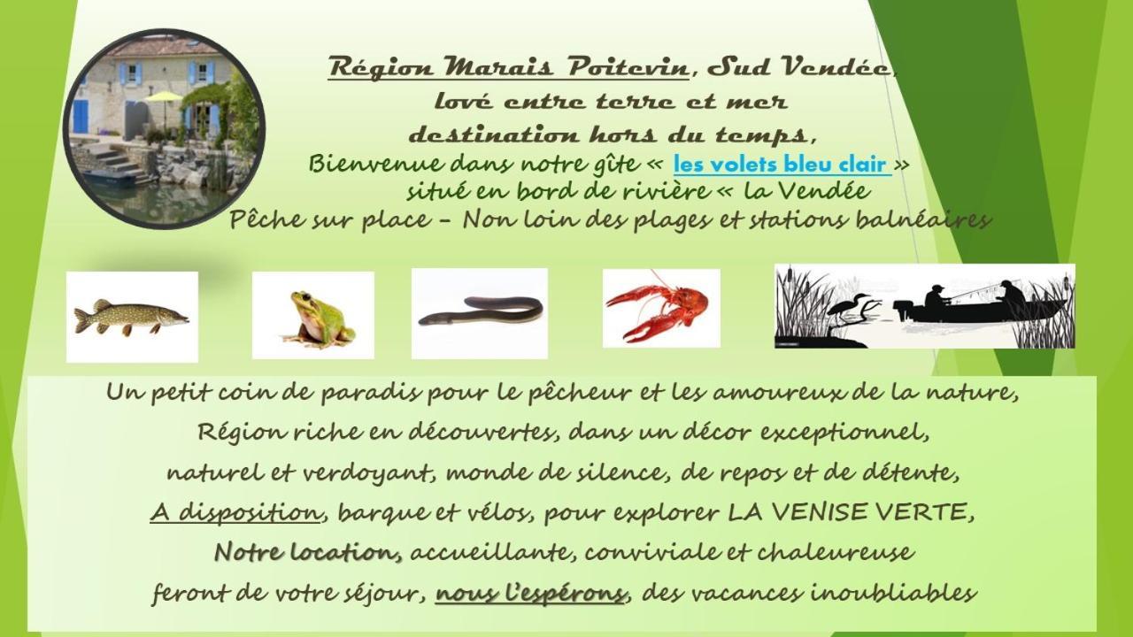 Marais Poitevin Bord Riviere Peche ,Barque, Velos, Wifi, Linge, Cheminee, Cuisine, Terrain De Boules La Taillee Exterior photo
